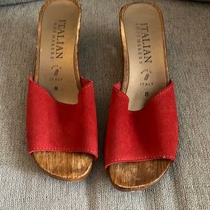 Italian Shoemakers red suede slide size 8